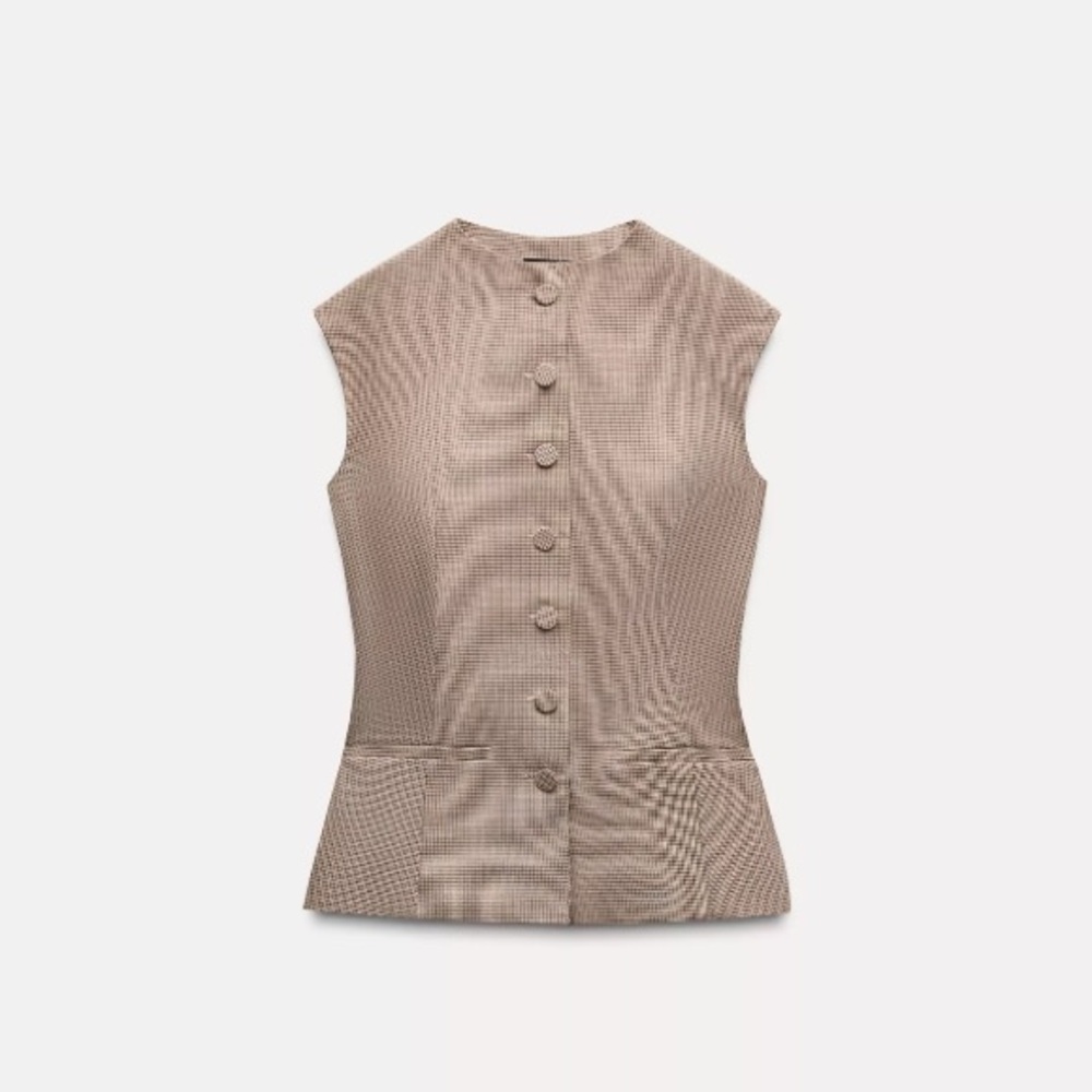 NWT Zara Buttoned Plaid Top